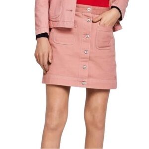 Scotch and Soda mini skirt Amsterdam Blauw cotton buttons pockets corduroy trim